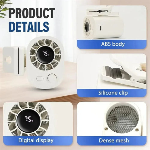 Car Clip On Fan, Outdoor Umbrella Fan & Waist Clip Fan, 360° Rotatable 100-Speed USB Rechargeable Desktop Cooling Fan