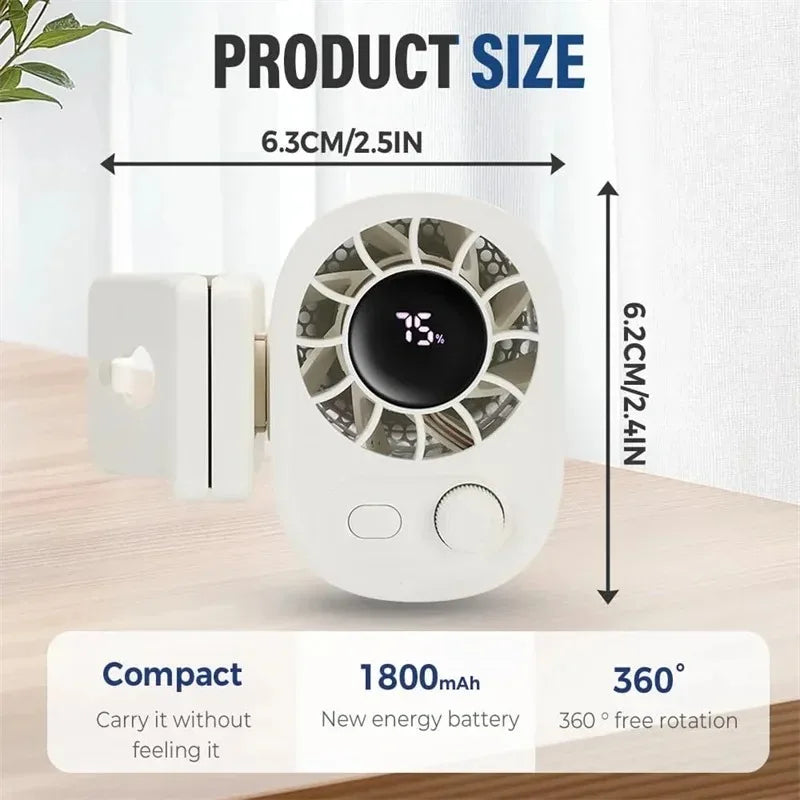 Car Clip On Fan, Outdoor Umbrella Fan & Waist Clip Fan, 360° Rotatable 100-Speed USB Rechargeable Desktop Cooling Fan