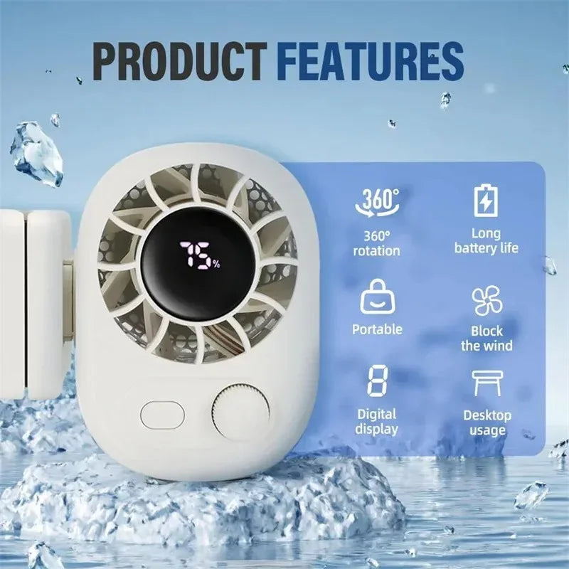 Car Clip On Fan, Outdoor Umbrella Fan & Waist Clip Fan, 360° Rotatable 100-Speed USB Rechargeable Desktop Cooling Fan