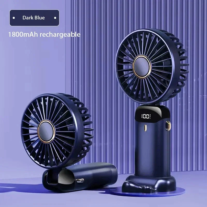 Foldable Neck Fan with Phone Stand – 5 Speeds, 1800mAh