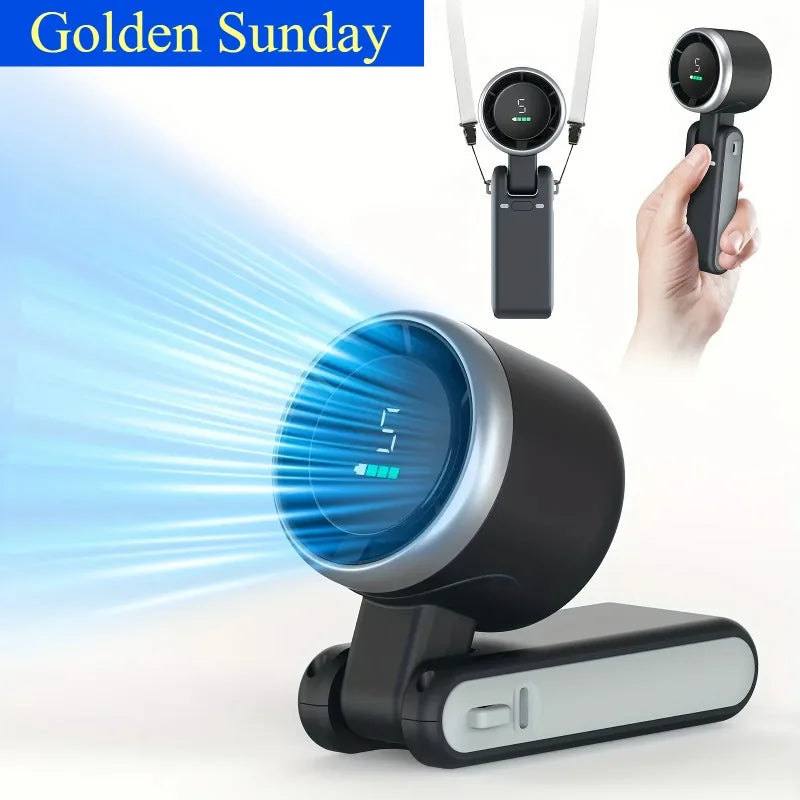 3-in-1 Mini Fan — 5 Speeds, 3600mAh Rechargeable Battery, USB Charging