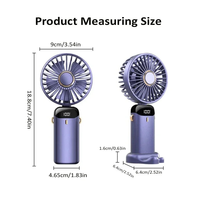 Foldable Neck Fan with Phone Stand – 5 Speeds, 1800mAh