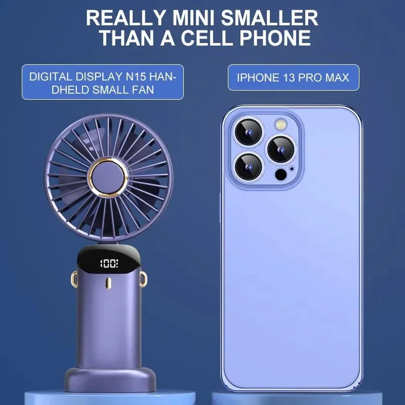 Foldable Neck Fan with Phone Stand – 5 Speeds, 1800mAh