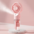 Portable Handheld Spray Fan with Mist – 4 Speeds, USB Rechargeable