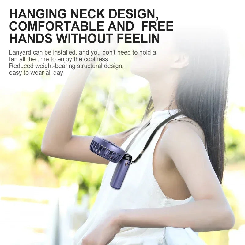 Foldable Neck Fan with Phone Stand – 5 Speeds, 1800mAh