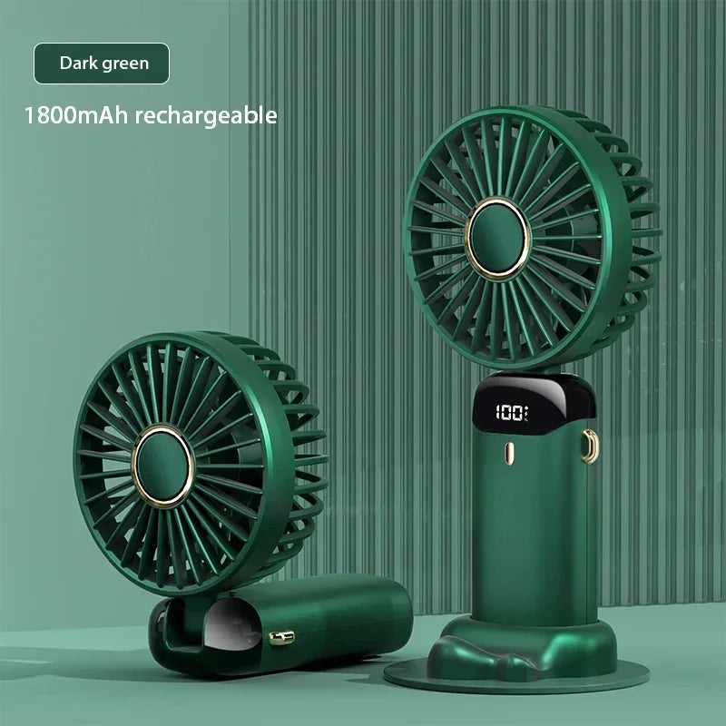 Foldable Neck Fan with Phone Stand – 5 Speeds, 1800mAh