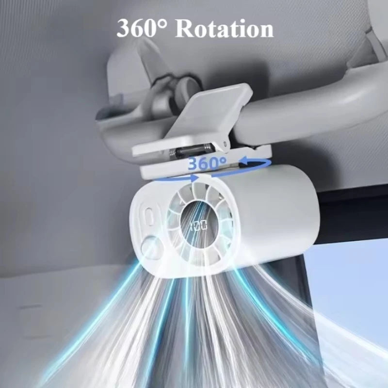Car Clip On Fan, Outdoor Umbrella Fan & Waist Clip Fan, 360° Rotatable 100-Speed USB Rechargeable Desktop Cooling Fan
