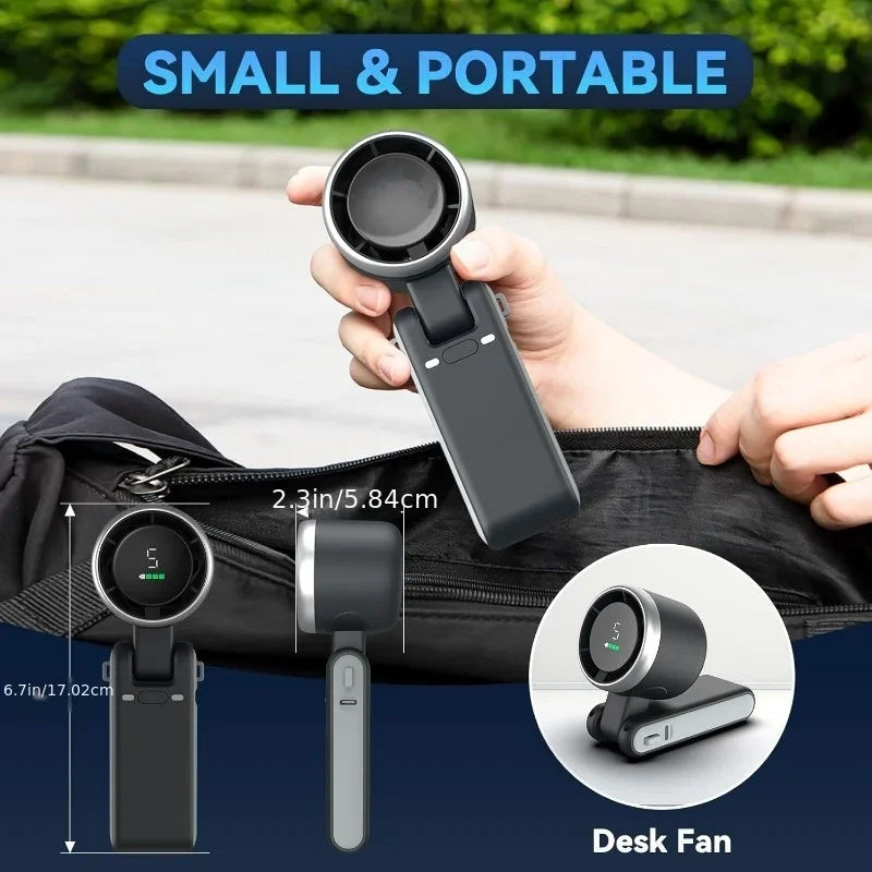 3-in-1 Mini Fan — 5 Speeds, 3600mAh Rechargeable Battery, USB Charging
