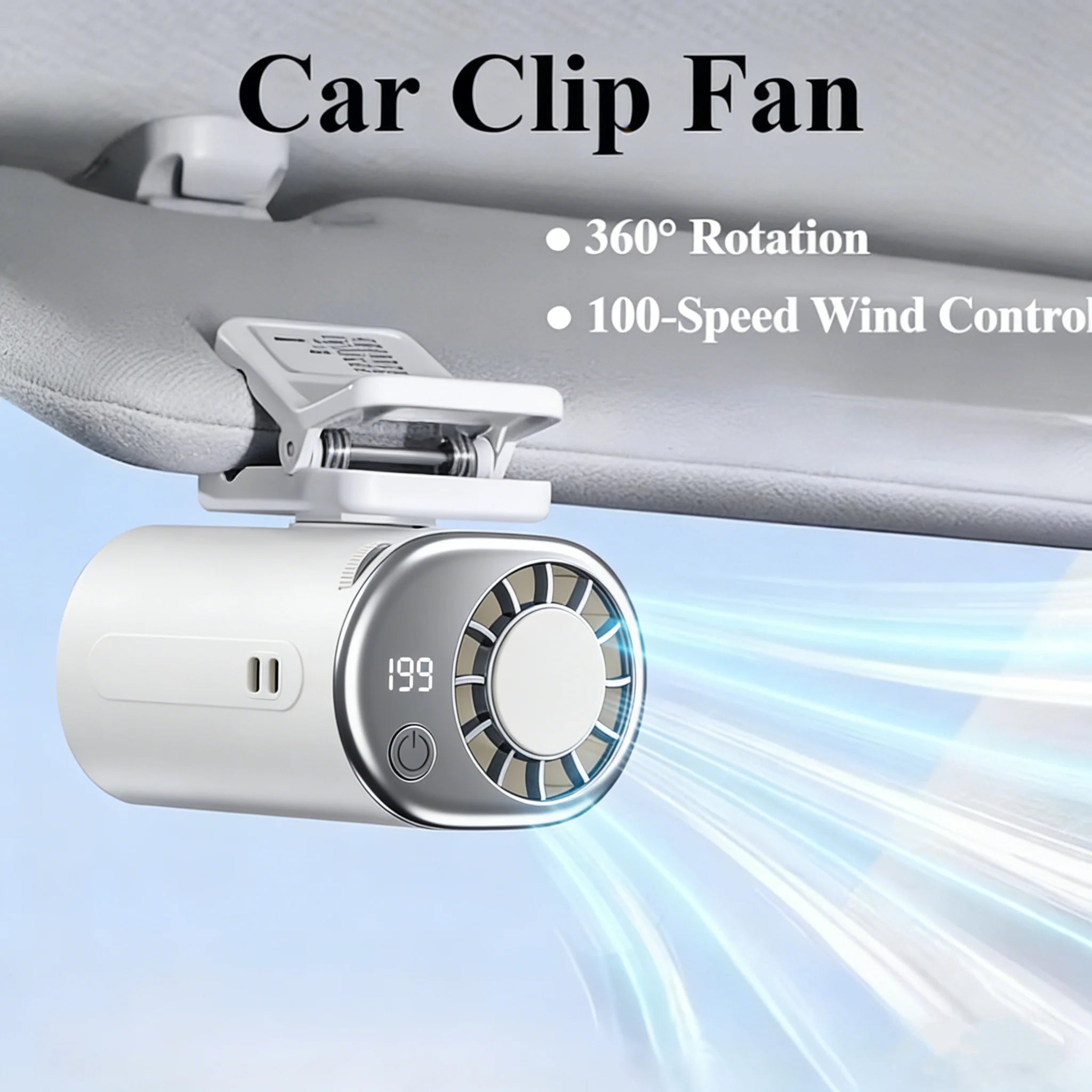 Car Clip Fan Mini Portable Outdoor Clip Umbrella Fan 199 Speed Waist Clip Electric fan 360° USB Rechargeable Desktop Cooling fan